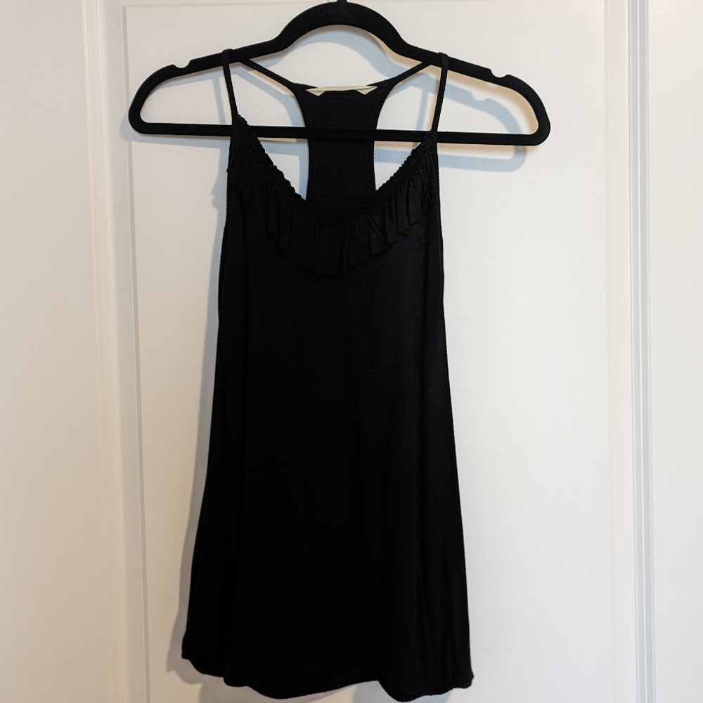 Old navy black tank with ruffle top and elastic bottom